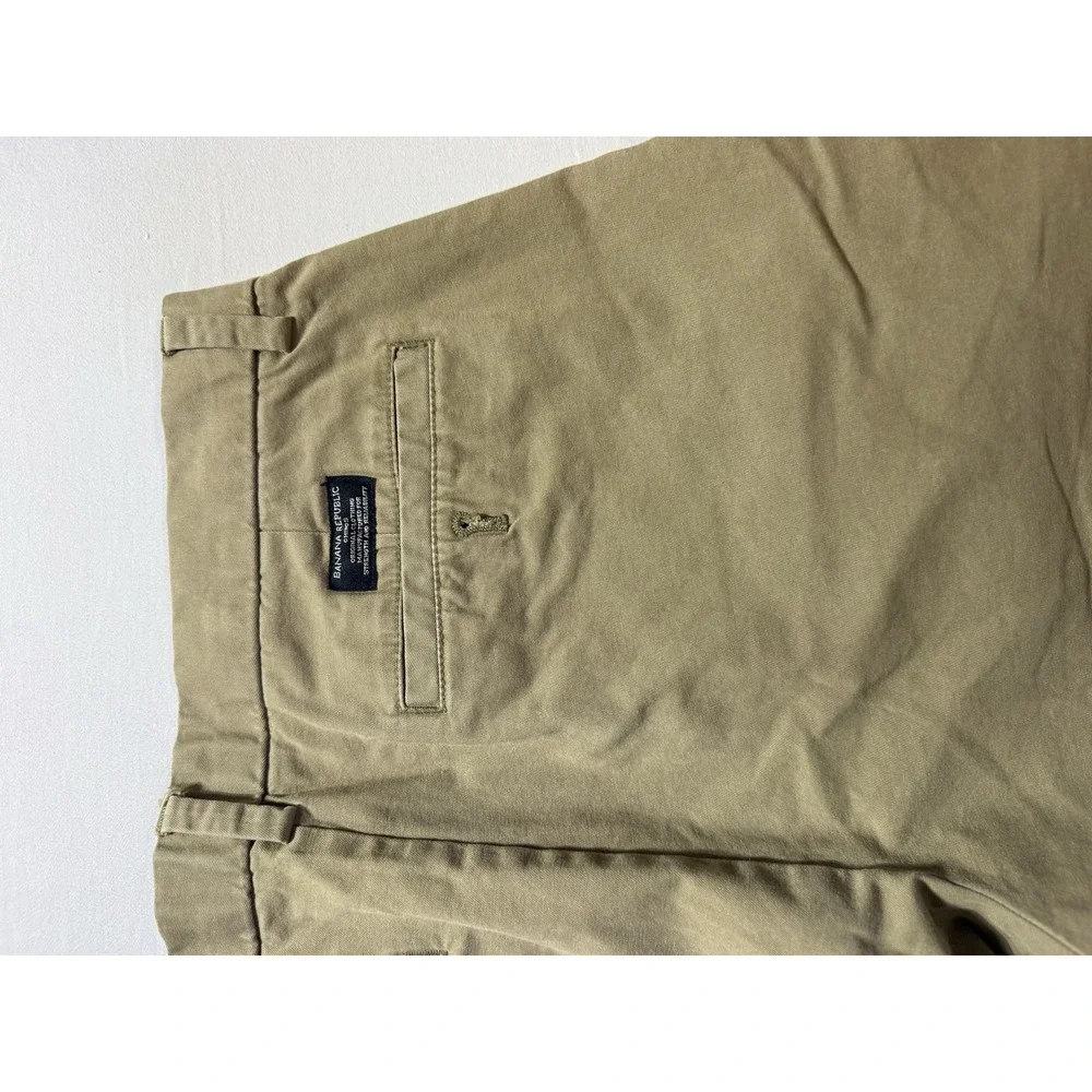 Banana Republic Men's Skinny Fit Stretch Chino Pants Beige 35W Flat Front